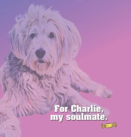 Charlie, Scott Cornfoot's dog, from the book's dedication page